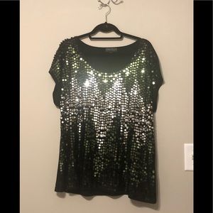 Plus size-Sequined black top